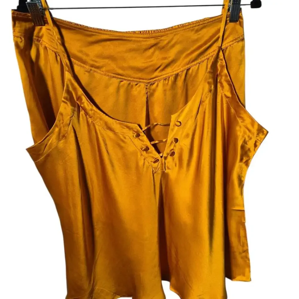 Vintage NWOT Women's Orange Silk Pajama Short Set Sz 2X